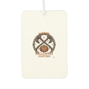 Happy Halloween Hunting Pumpkin Crossed Axes Bone Car Air Freshener