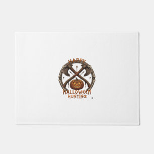 Happy Halloween Hunting Pumpkin Crossed Axes Bone Doormat