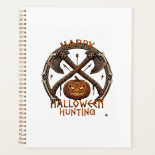 Happy Halloween Hunting Pumpkin Crossed Axes Bone Planner