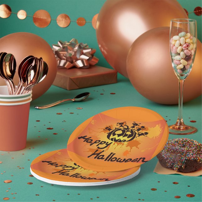 Happy Halloween Illustration Paper Plate (Creator Uploaded)
