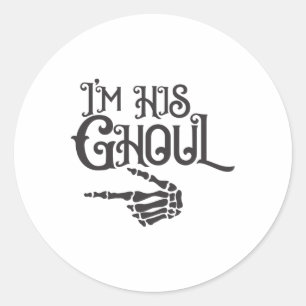 Happy Halloween Im His Ghoul Skull Hand Classic Round Sticker