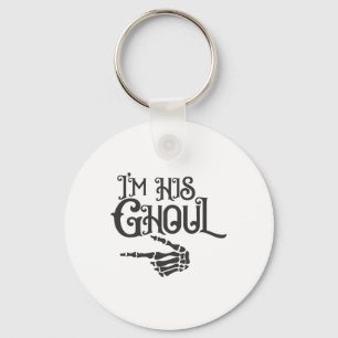 Happy Halloween Im His Ghoul Skull Hand Key Ring