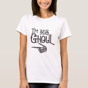 Happy Halloween Im His Ghoul Skull Hand  T-Shirt