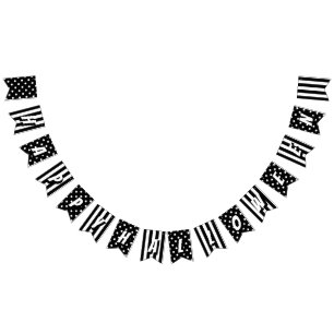 Happy Halloween in Black and White on Patterned Bunting