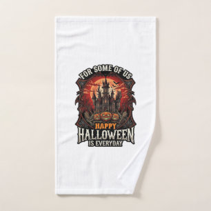 Happy Halloween Is Everyday Haunted Castle Pumpkin Hand Towel