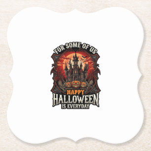 Happy Halloween Is Everyday Haunted Castle Pumpkin Paper Coaster