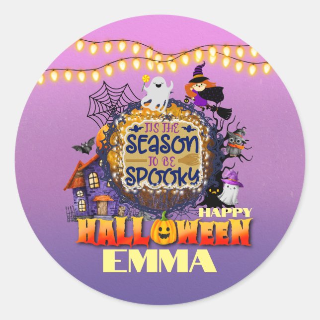 Happy Halloween It's Spooky Season Celebration Classic Round Sticker (Front)