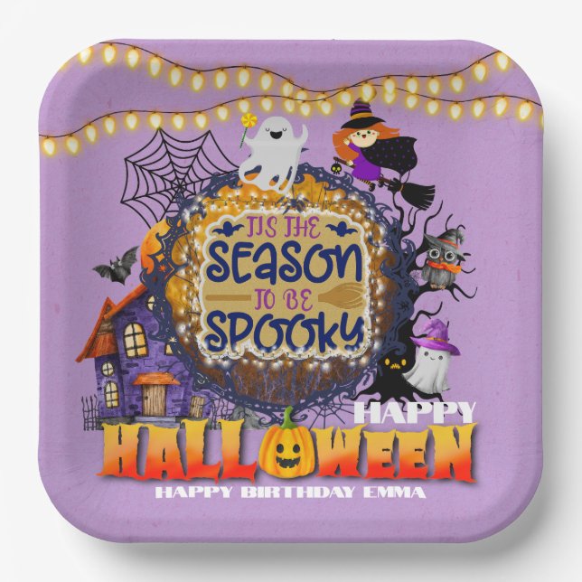 Happy Halloween It's Spooky Season Celebration Paper Plate (Front)