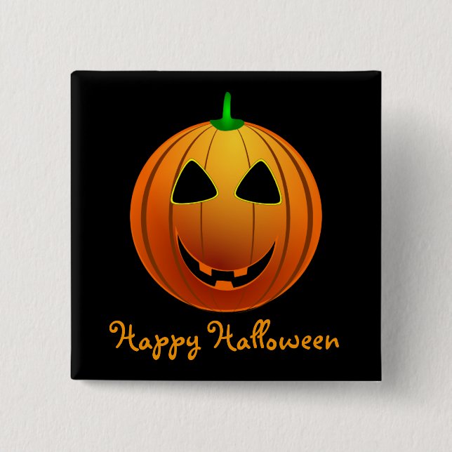 Happy Halloween Jack 'o Lantern 15 Cm Square Badge (Front)