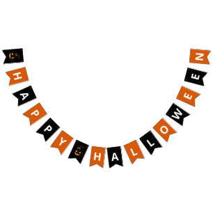 Happy Halloween Jack O Lantern Black Orange Bunting