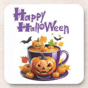 Happy Halloween Jack-O-Lantern Brew Cup Coaster
