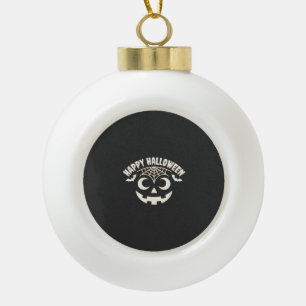 Happy Halloween Jack-O-Lantern Face Design_1 Ceramic Ball Christmas Ornament