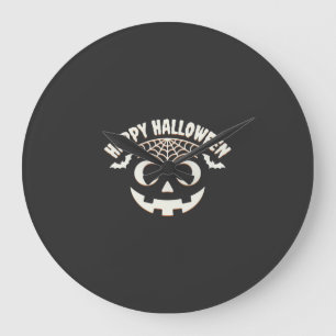 Happy Halloween Jack-O-Lantern Face Design_1 Large Clock