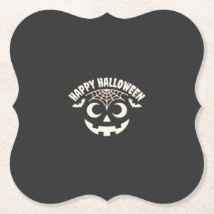 Happy Halloween Jack-O-Lantern Face Design_1 Paper Coaster