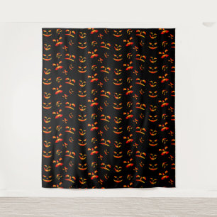 Happy Halloween Jack-O-Lantern Glowing Faces Tapestry