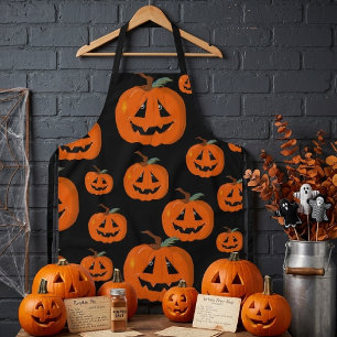 Happy Halloween Jack O Lantern Illustrative Art Apron