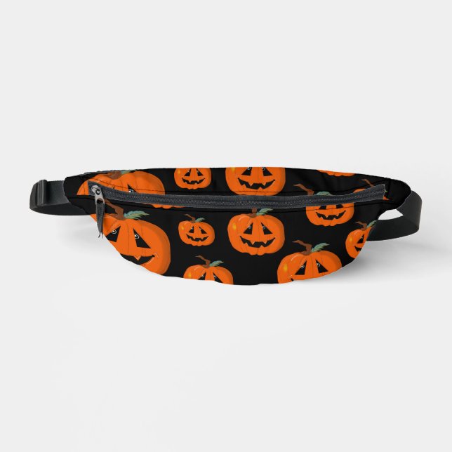 Happy Halloween Jack O Lantern Illustrative Art Bum Bags (Front)
