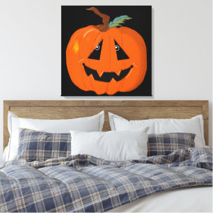 Happy Halloween Jack O Lantern Illustrative Art Canvas Print