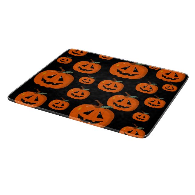 Happy Halloween Jack O Lantern Illustrative Art Cutting Board (Corner)