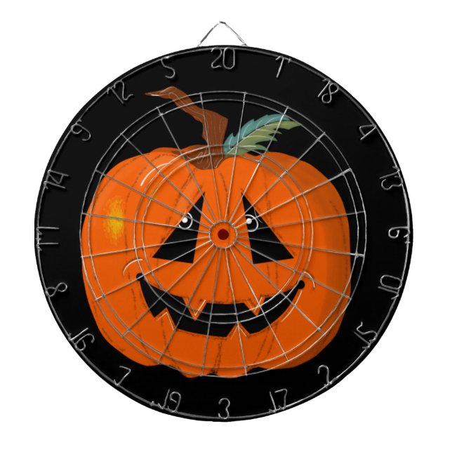 Happy Halloween Jack O Lantern Illustrative Art Dartboard (Front)