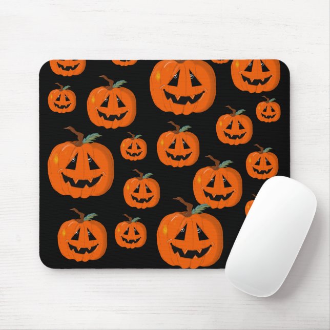 Happy Halloween Jack O Lantern Illustrative Art Mouse Mat (With Mouse)