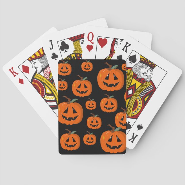 Happy Halloween Jack O Lantern Illustrative Art Playing Cards (Back)