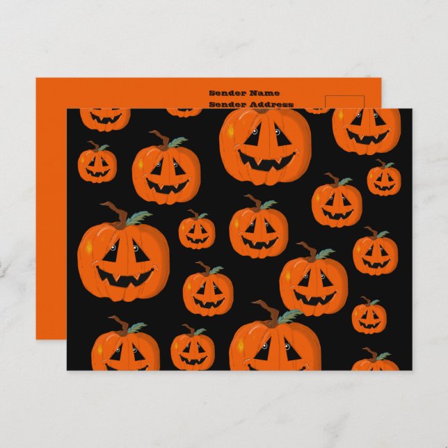 Happy Halloween Jack O Lantern Illustrative Art Postcard (Front/Back)