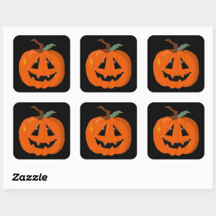 Happy Halloween Jack O Lantern Illustrative Art Square Sticker