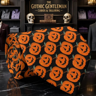 Happy Halloween Jack O Lantern Illustrative Art Tie