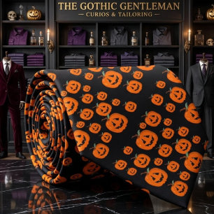 Happy Halloween Jack O Lantern Illustrative Art Tie