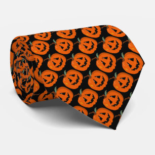Happy Halloween Jack O Lantern Illustrative Art Tie