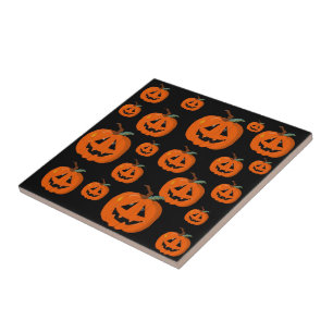 Happy Halloween Jack O Lantern Illustrative Art Tile