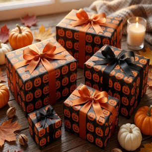 Happy Halloween Jack O Lantern Illustrative Art Wrapping Paper