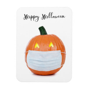 Happy Halloween Jack 'o Lantern in Face Mask Magnet