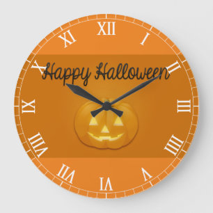 Happy Halloween Jack O Lantern Large Clock