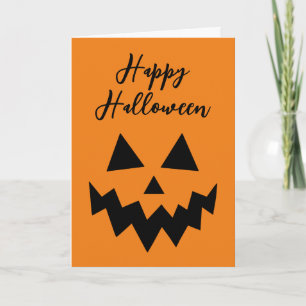 Happy Halloween Jack O Lantern Orange Pumpkin Face Card
