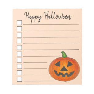Happy Halloween Jack o' Lantern Orange Pumpkin Notepad