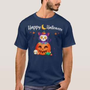 Happy Halloween Jack O Lantern Pumpkin Cat Funny H T-Shirt