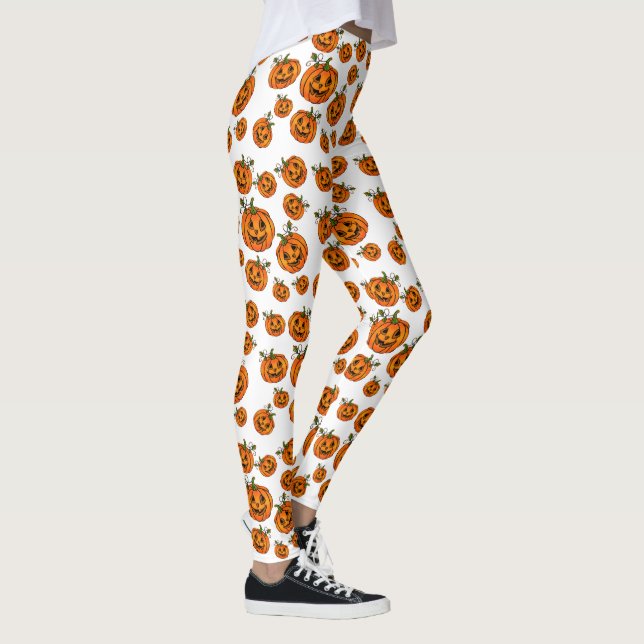Happy Halloween jack-o-lantern pumpkin Leggings (Right)