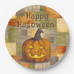 Happy Halloween Jack O' Lantern Pumpkin Paper Plate