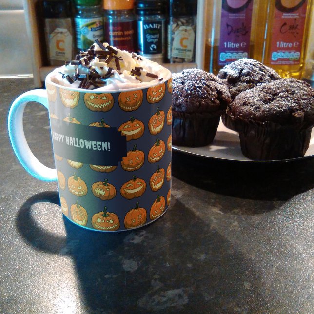 Happy Halloween! Jack O Lantern Pumpkin Pattern Coffee Mug (Creator Uploaded)