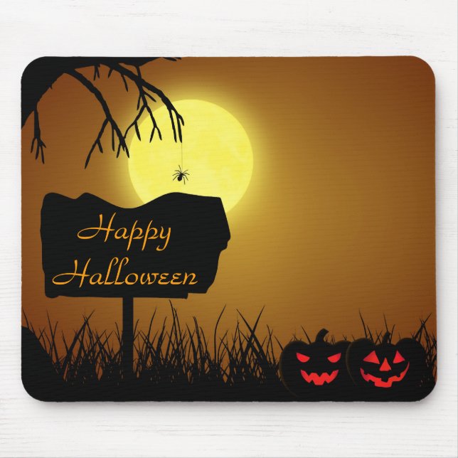 Happy Halloween Jack O Lantern Pumpkins Mouse Mat (Front)