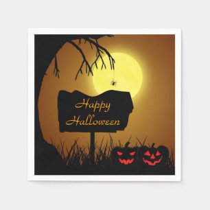 Happy Halloween Jack O Lantern Pumpkins Napkin