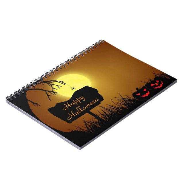 Happy Halloween Jack O Lantern Pumpkins Notebook (Left Side)