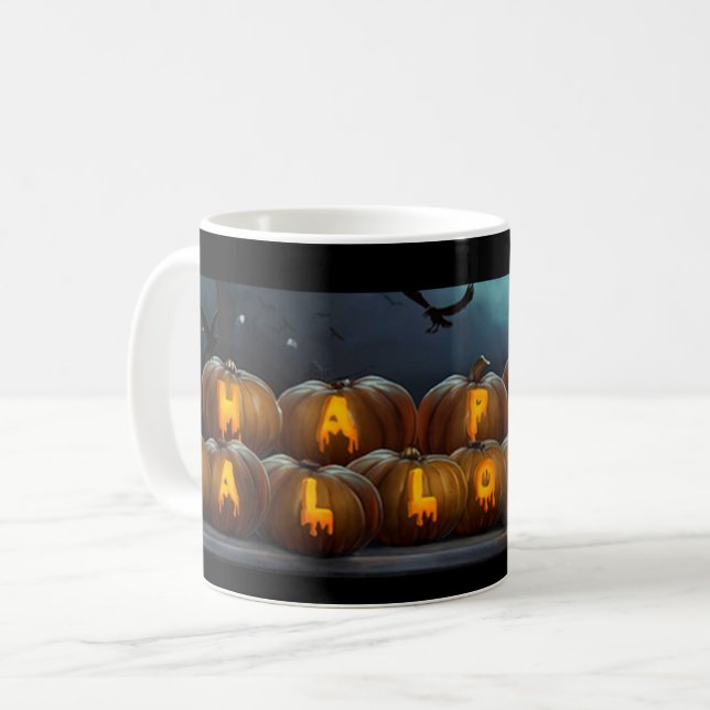 Happy Halloween Jack-O-Lantern pumpkins Spooky mug (Front Left)