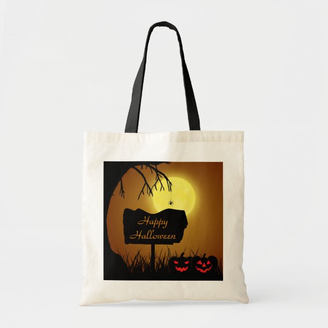 Happy Halloween Jack O Lantern Pumpkins - Tote (Front)