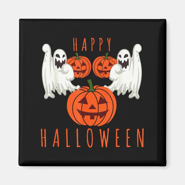 Happy halloween jack o lantern scary ghosts magnet (Front)