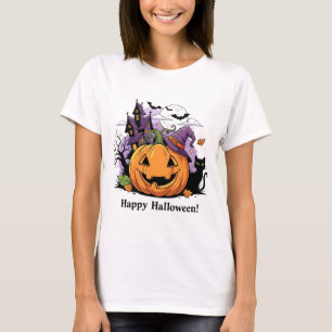 Happy Halloween Jack-o'-Lantern Scene T-Shirt
