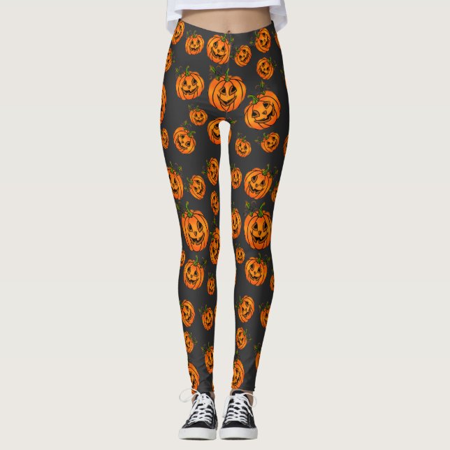 Happy Halloween jack-o-lantern, trick o treat   Leggings (Front)