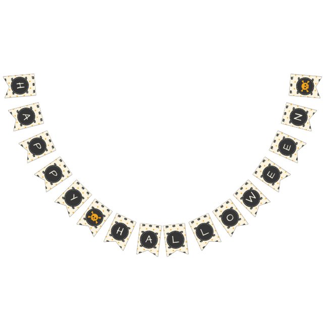 Happy Halloween. Jack O Lantern White Polka Dots Bunting (All)